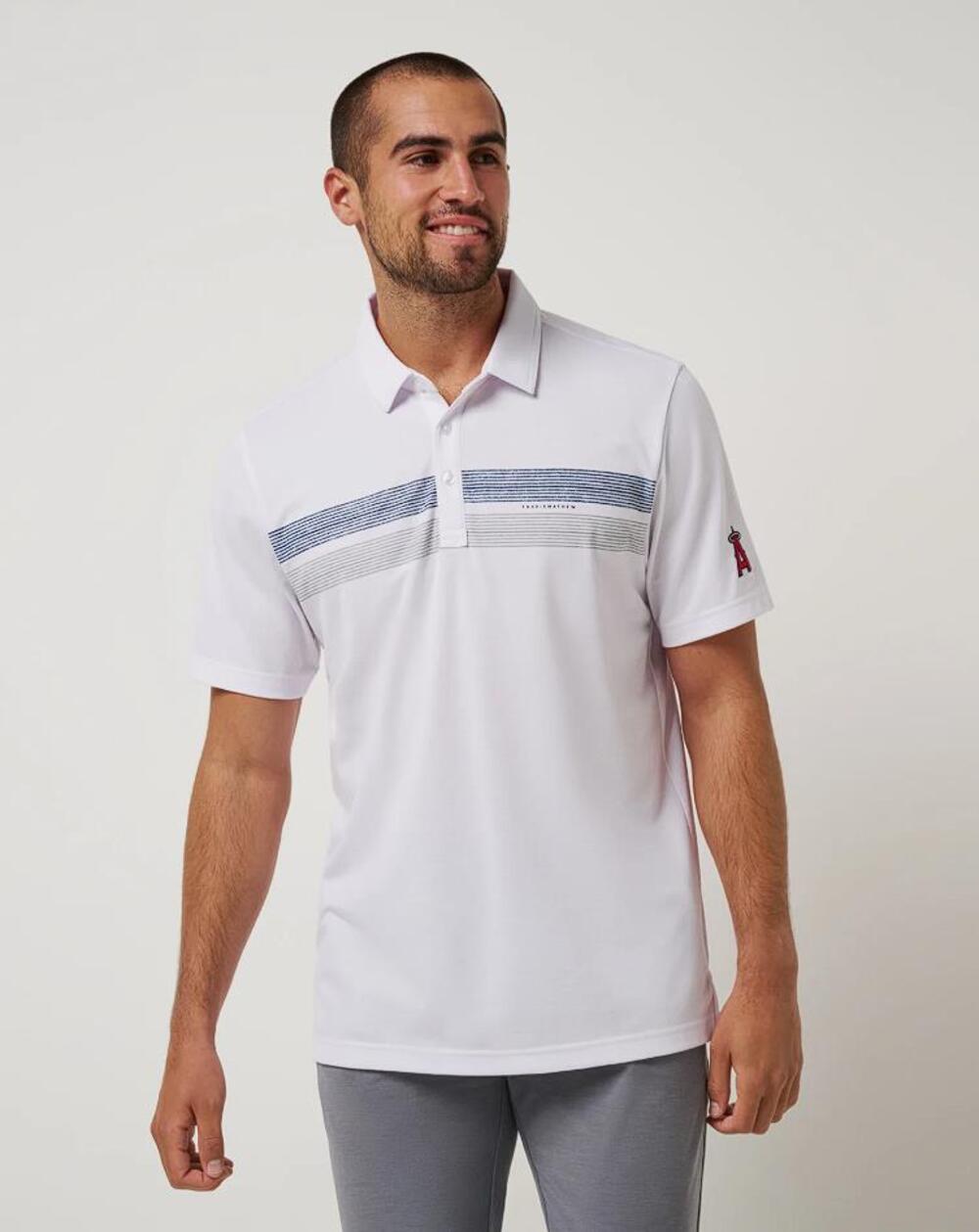 TRAVIS MATHEW Men's Los Angeles Angels Top Recruit Polo Size L In White